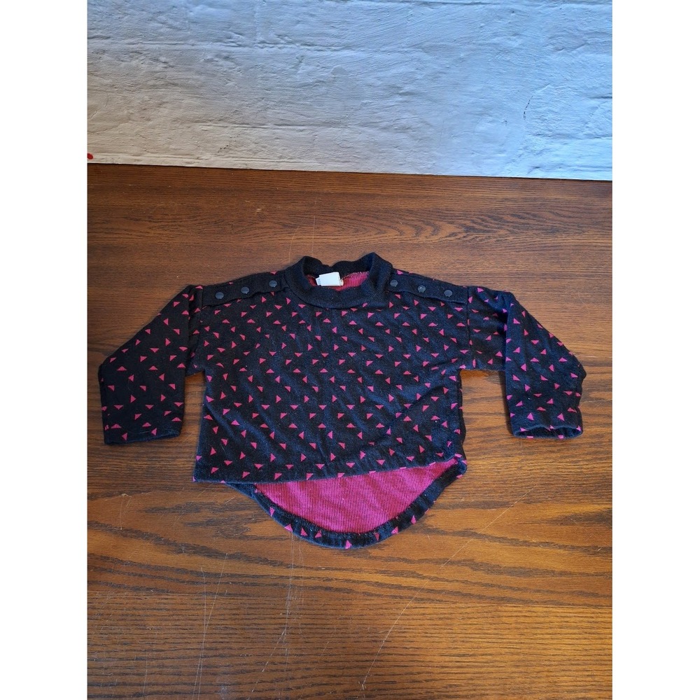 Vintage Yorkshire Puddin Kids Black Pink Triangle Knit Top High Low Hem Size 3